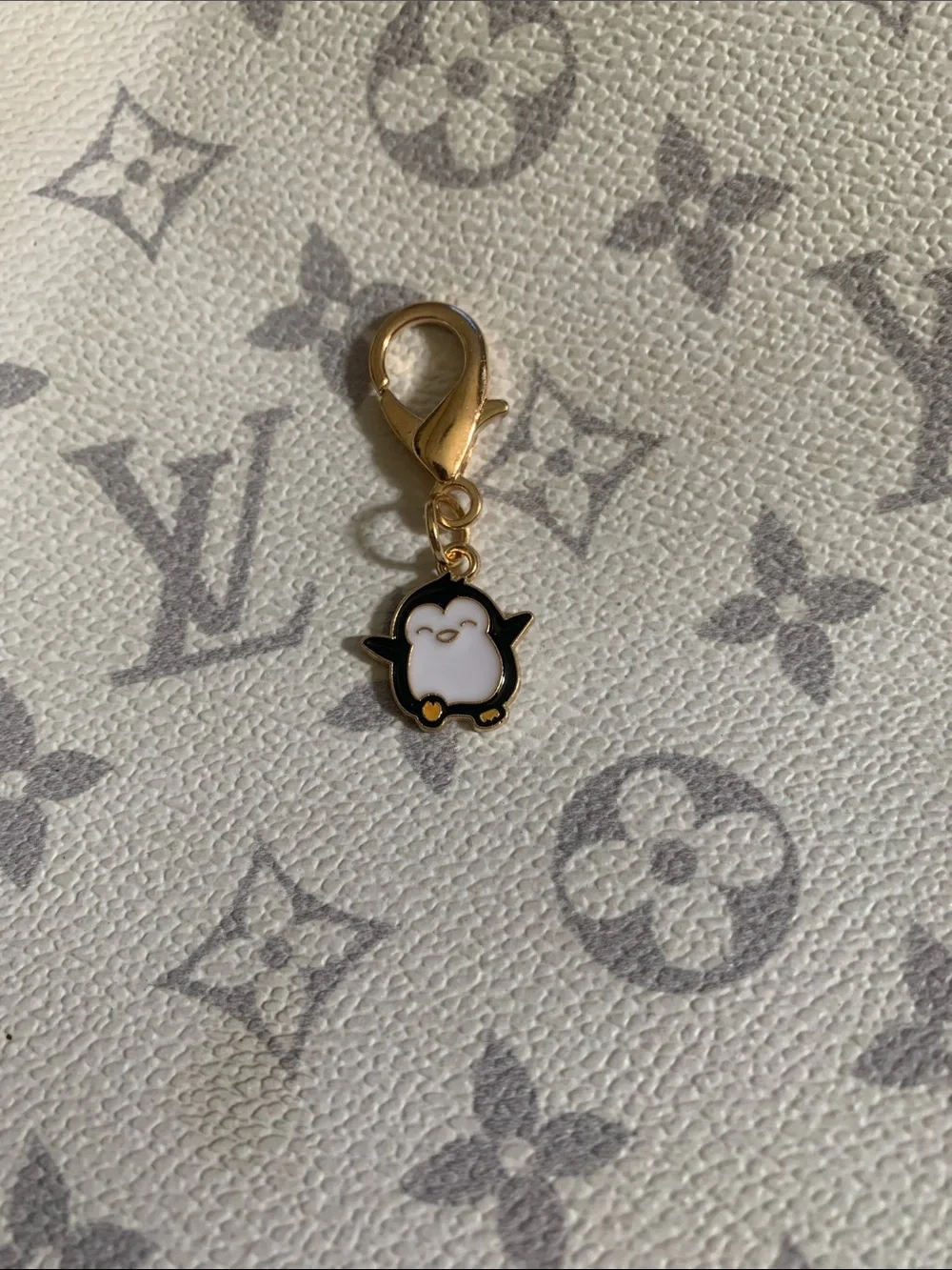 Gold Clip-On Penguin Pet Charm - Black & White
